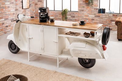 Meuble bar SCOOTER 250cm plateau en bois de manguier - 42104