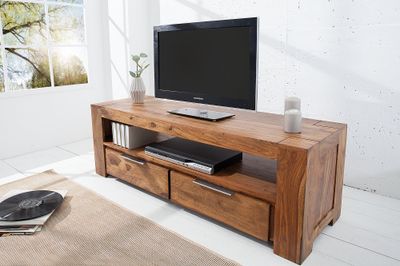 Meuble TV MAKASSAR 135cm 2 tiroirs sheesham - 37892