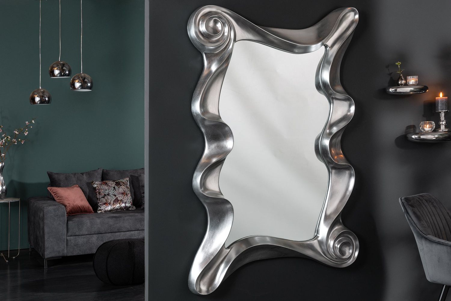 Miroir mural ALICE 160cm argent - 20342