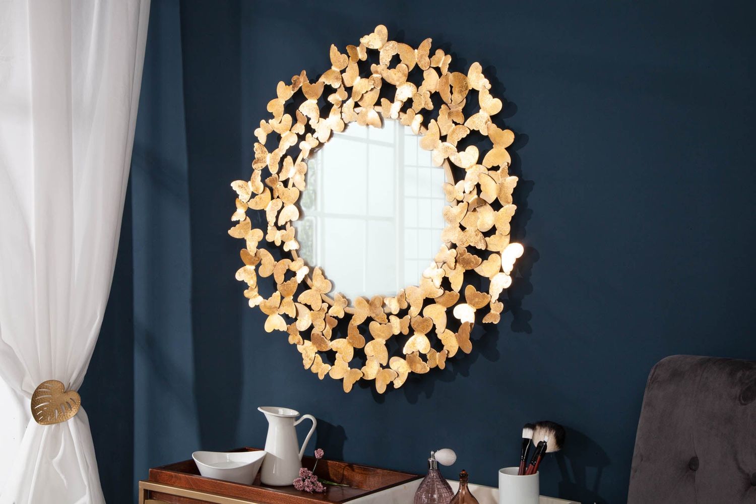 Miroir décoratif mural PAPILLON 78cm doré - 40104
