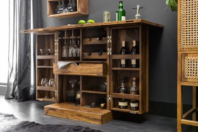 Meuble bar MOSAICO 130cm bois de sheesham naturel - 39749