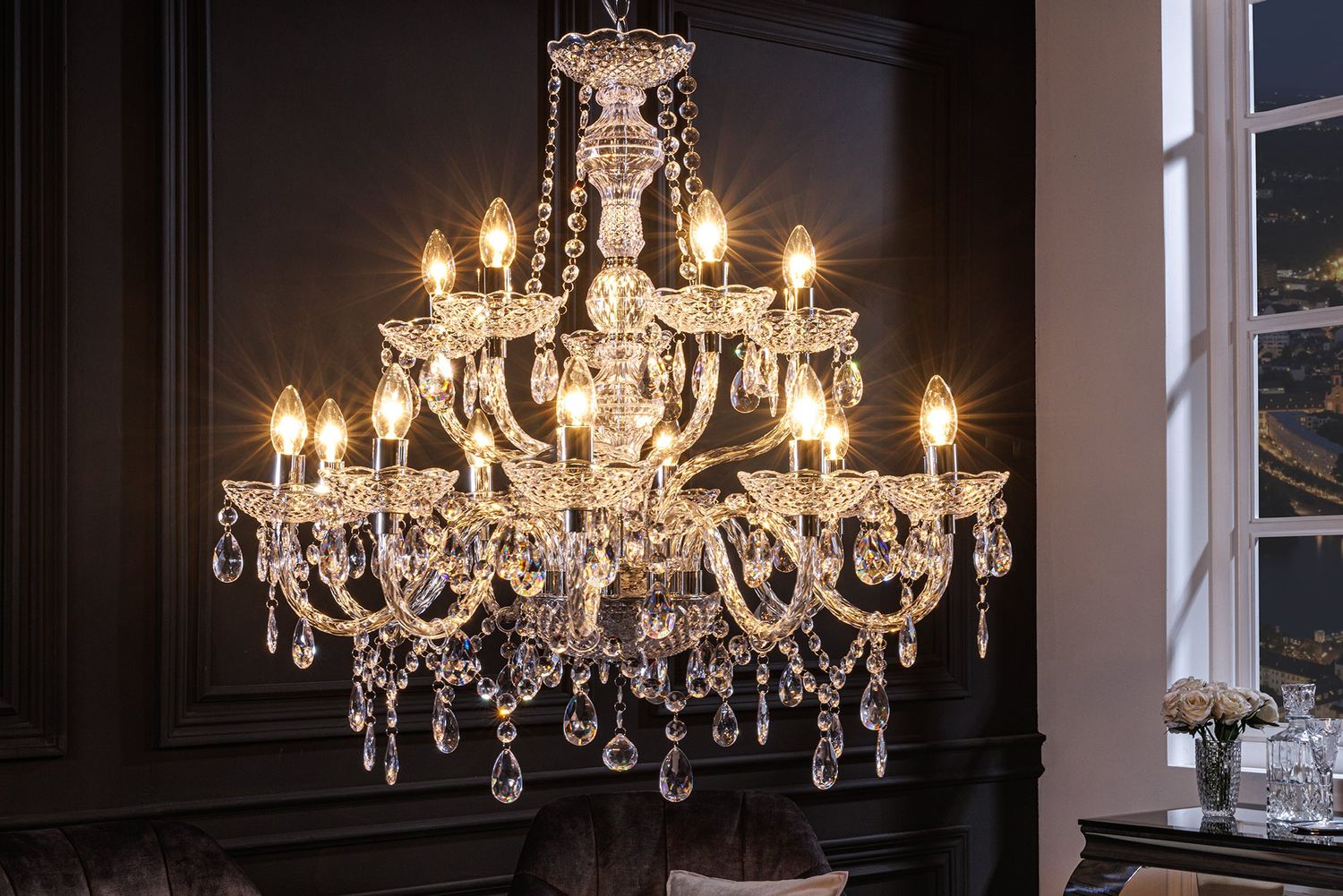 Lustre DIAMONDS à 15 bras en acrylique transparent - 1281