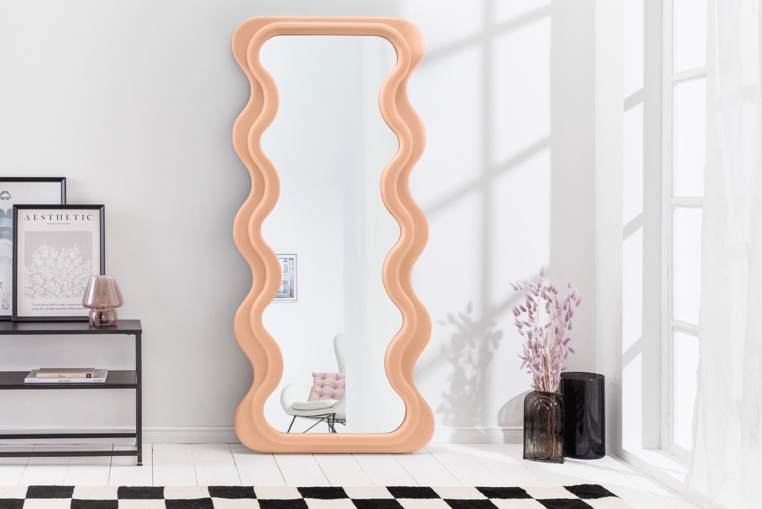 Miroir mural CURVY 160cm abricot - 44676