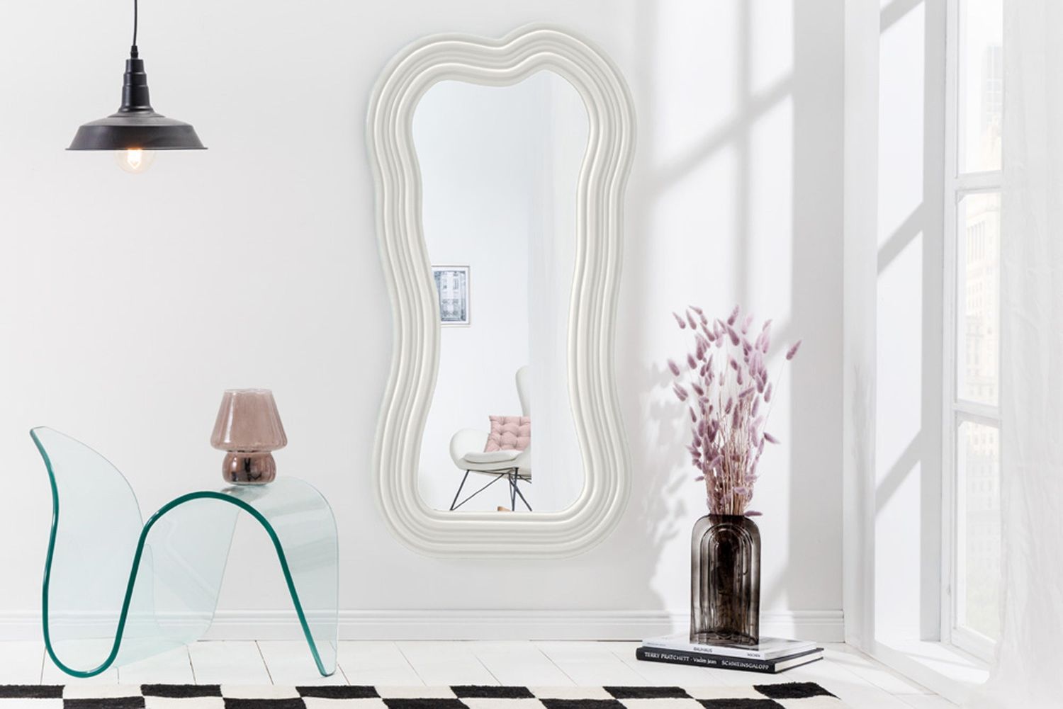 Miroir mural ALICE II 100 cm blanc - 45943