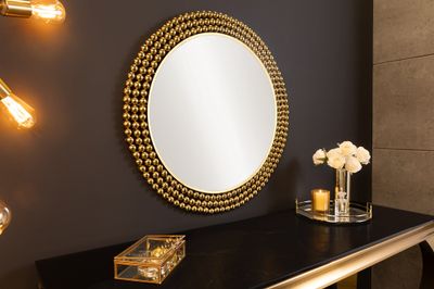 Miroir mural PERLES 75 cm fer doré - 43821