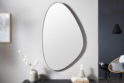 Miroir mural NOEMI 90 cm asymétrique en métal noir - 40703