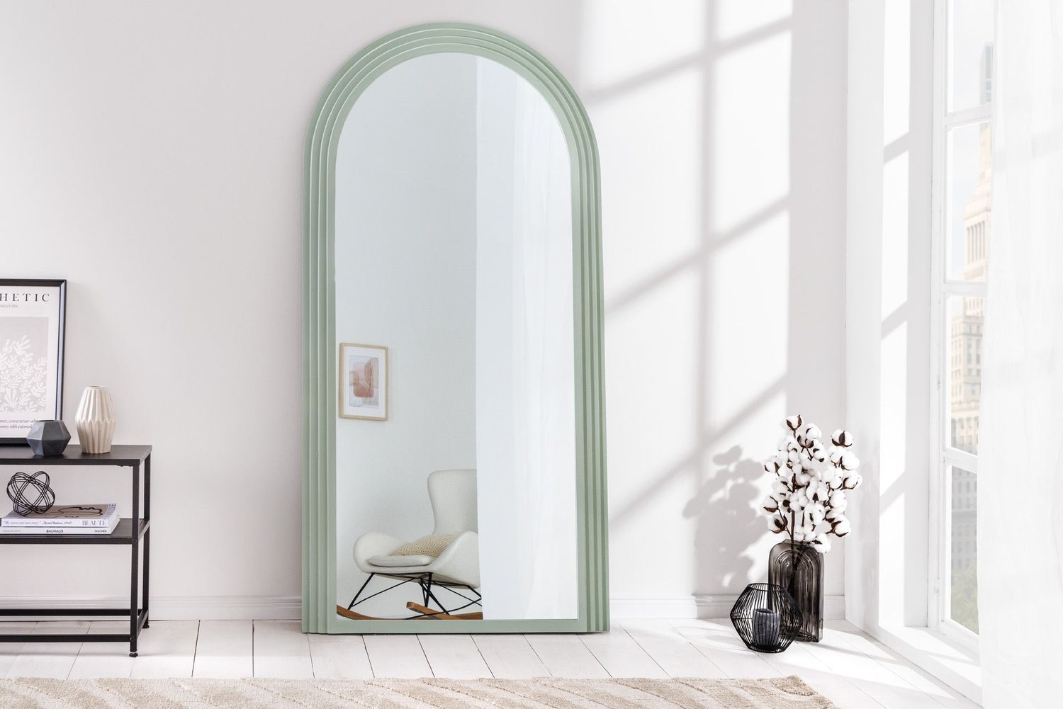 Miroir mural ART DÉCO 160 cm vert sauge - 43154