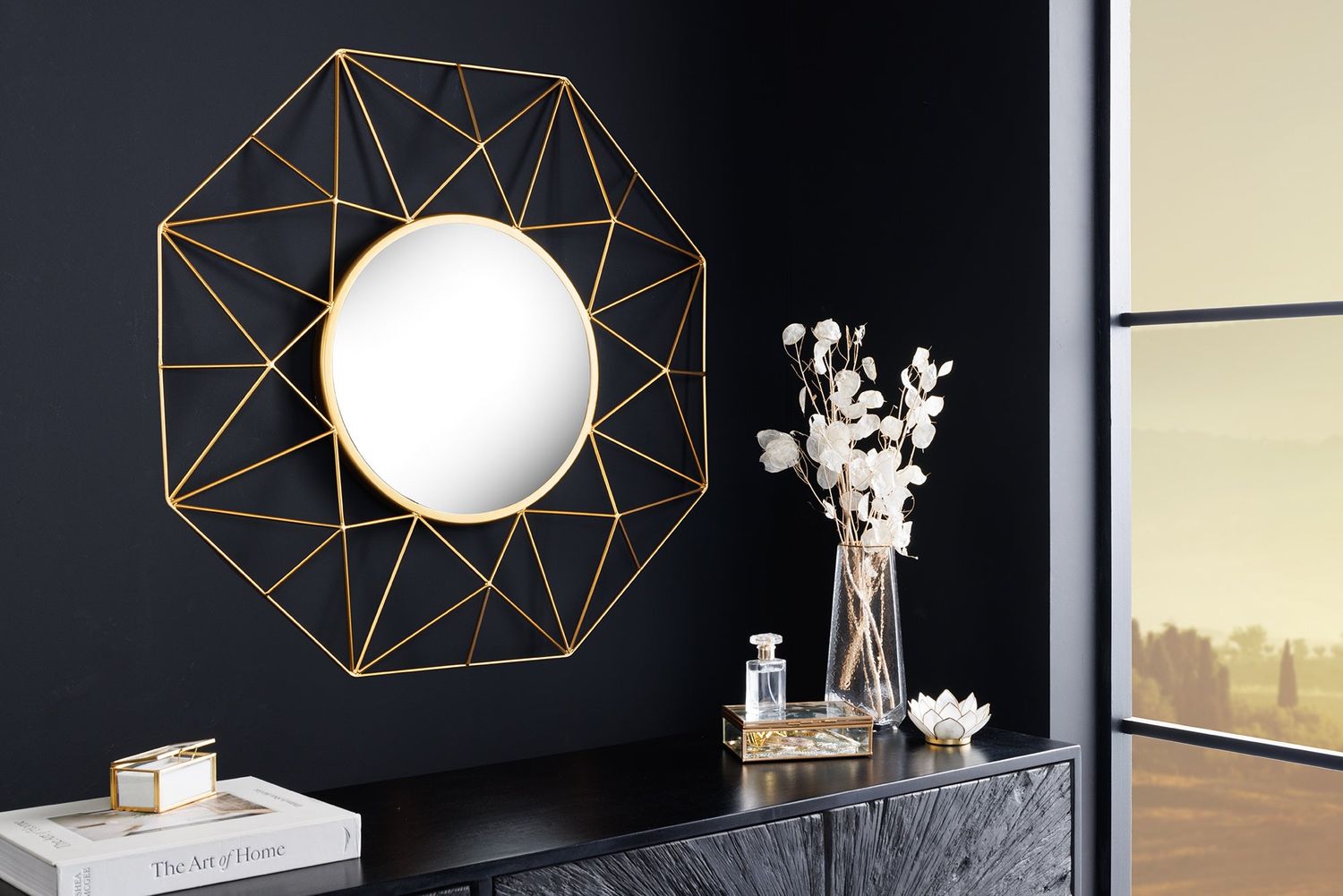 Miroir mural DIAMOND L 80cm fer doré - 43733