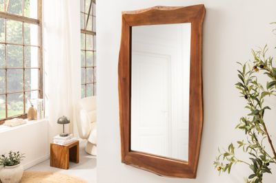 Miroir mural MAMMUT 160 cm, bord naturel, bois d'acacia brun - 46491