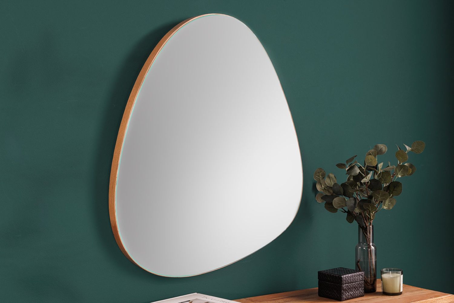 Miroir mural NOEMI 70 cm asymétrique chêne naturel - 43868