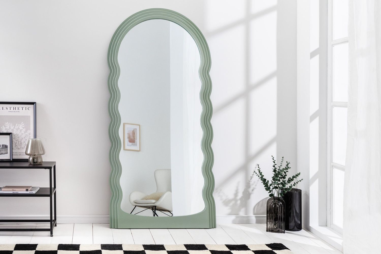 Miroir mural WAVE 160 cm vert sauge - 43157