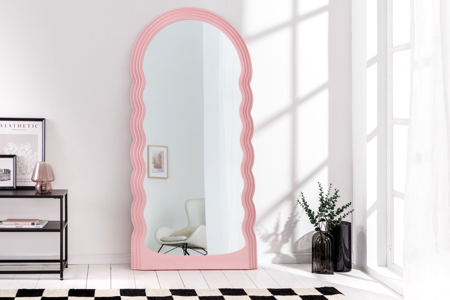 Miroir mural WAVE 160 cm rose - 43159