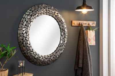 Miroir mural STONE MOSAIC XL Ø 82cm argent - 41430