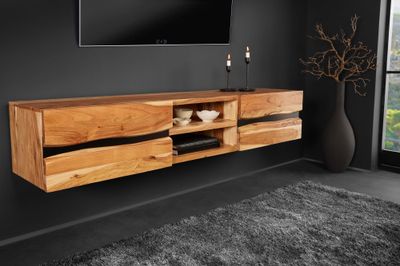 Panneau TV AMAZONAS 160cm suspendu en bois d'acacia - 43706