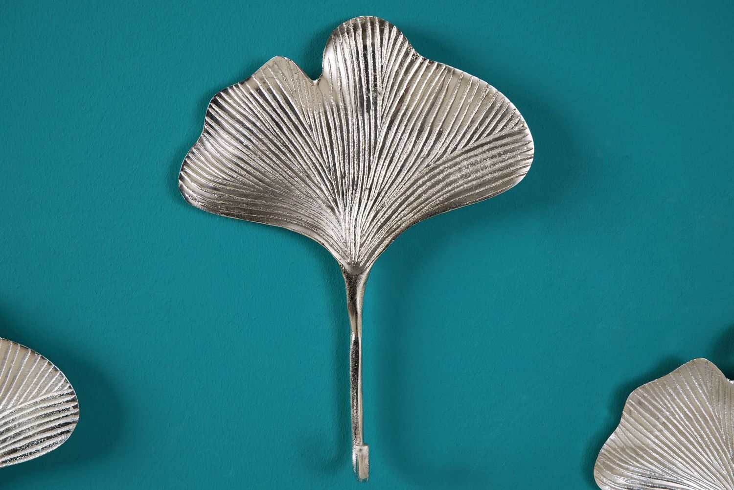 Patère murale décorative GINKGO, lot de 3, argentée - 41784