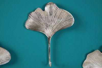 Patère murale décorative GINKGO, lot de 3, argentée - 41784