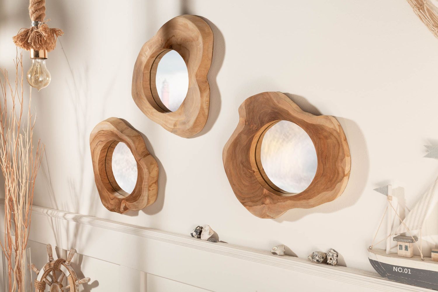 Miroir REFLECT 31 cm en bois de teck - 39546
