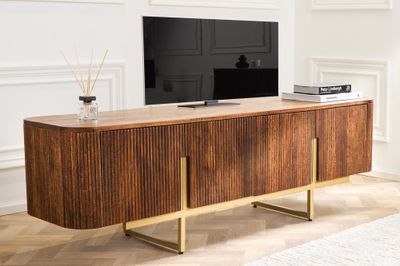 Panneau TV GATSBY 160cm style rétro mangue or - 43334