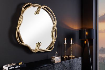 Miroir mural SNAKE L 50cm doré avec élément décoratif en forme de serpent - 45786