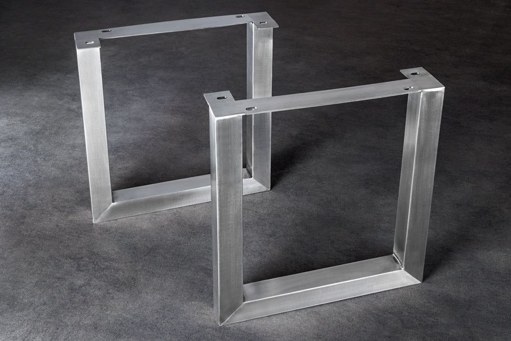 Pieds en U de 70 cm, lot de 2, pour tables à manger, pieds en acier inoxydable brossé (sans plateau) - 41940