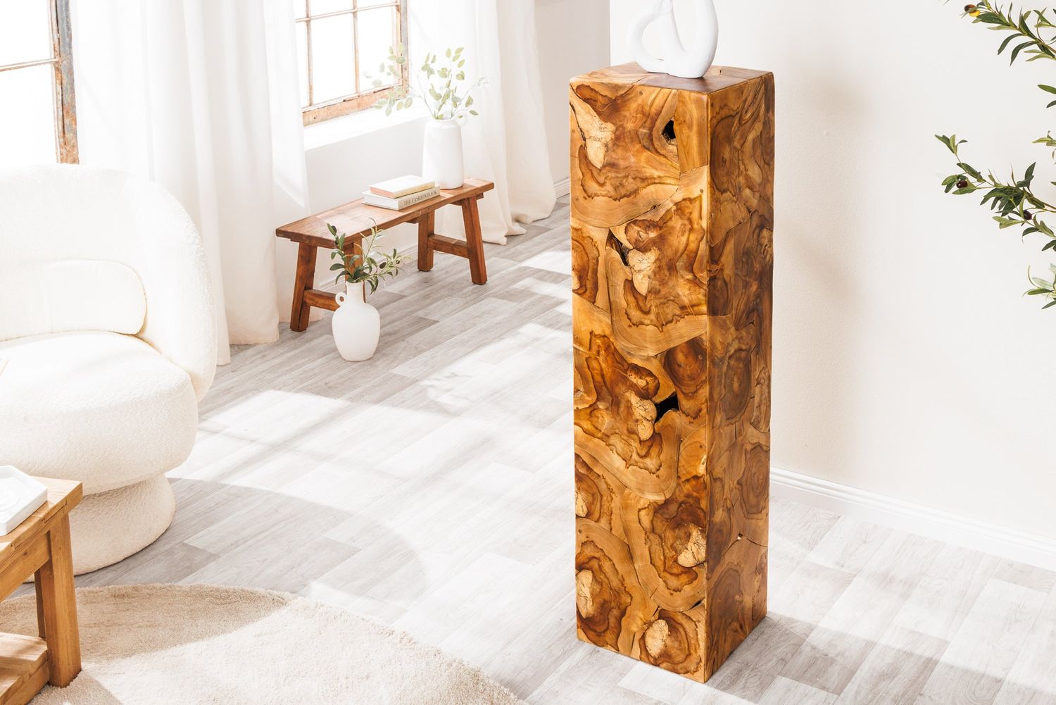 Pilier décoratif TRIBAL 110 cm en bois de teck brun naturel - 44710