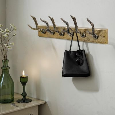Porte-manteau mural CERF 50 cm en métal laiton - 45664