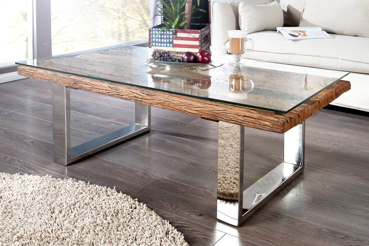 Plateau en verre carré 110 x 60 cm pour table basse, verre trempé 12 mm - 30117G