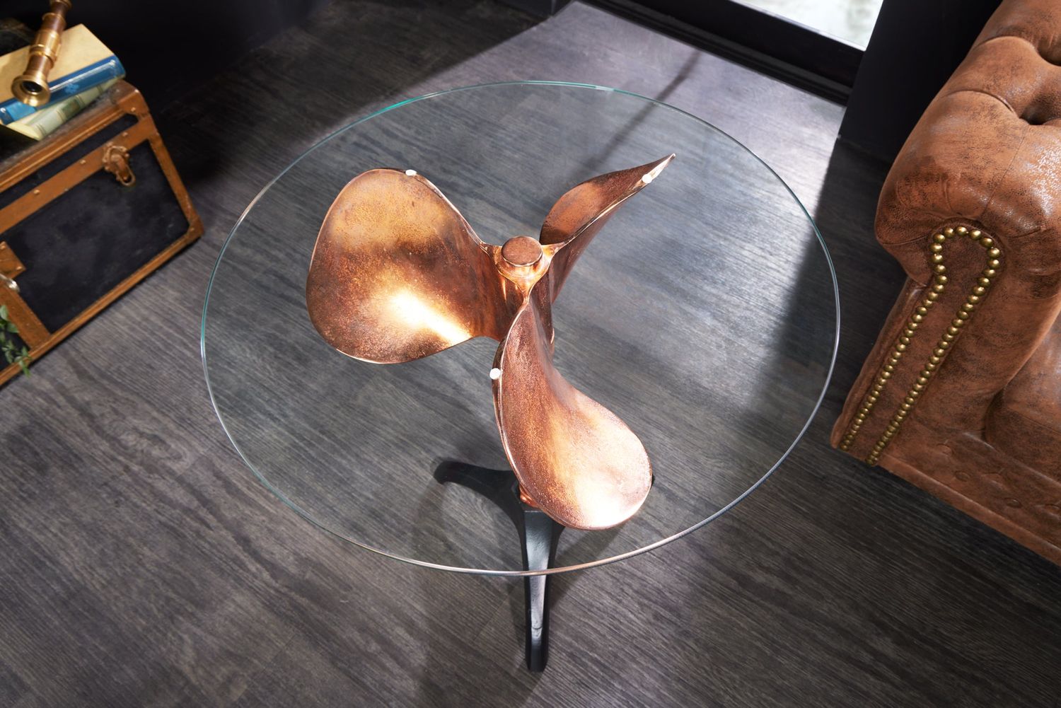 Plateau en verre rond Ø 60 cm pour tables basses et d'appoint, verre trempé 8 mm - 39114