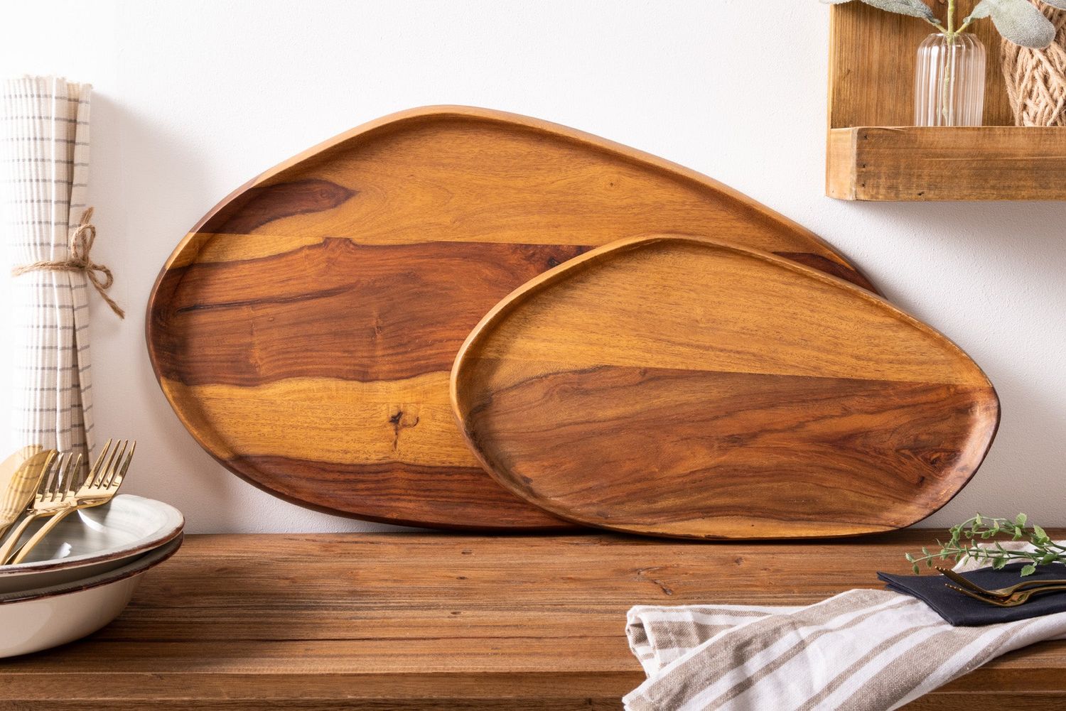 Plateau AMAZONAS lot de 2 en bois de sheesham - 41367