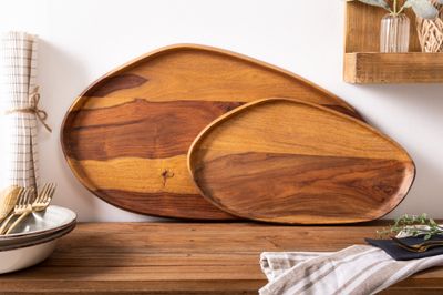 Plateau AMAZONAS lot de 2 en bois de sheesham - 41367