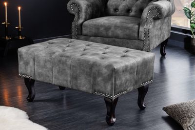 Repose-pieds CHESTERFIELD aspect velours gris antique - 43521