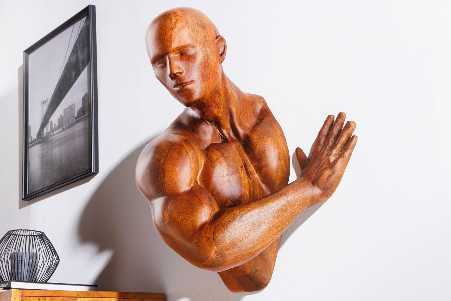 Sculpture murale SOUL 60cm bois de manguier brun - 44513