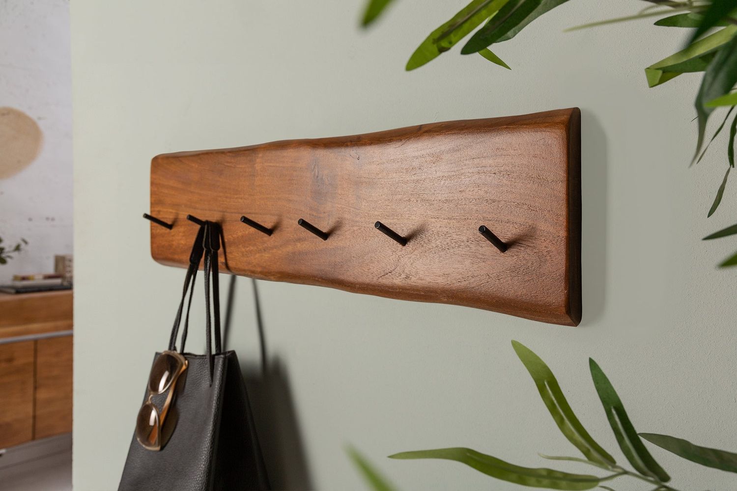 Porte-manteau mural MAMMUT 80 cm en bois d'acacia finition miel - 39956