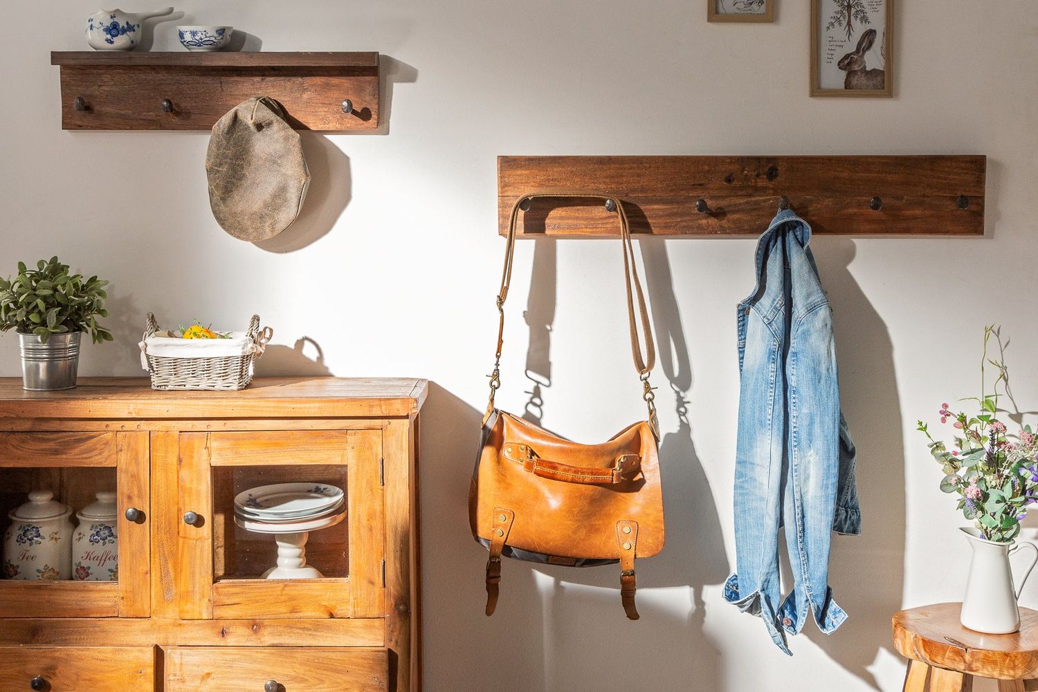 Porte-manteau mural HEMINGWAY 60 cm en bois massif recyclé - 39551