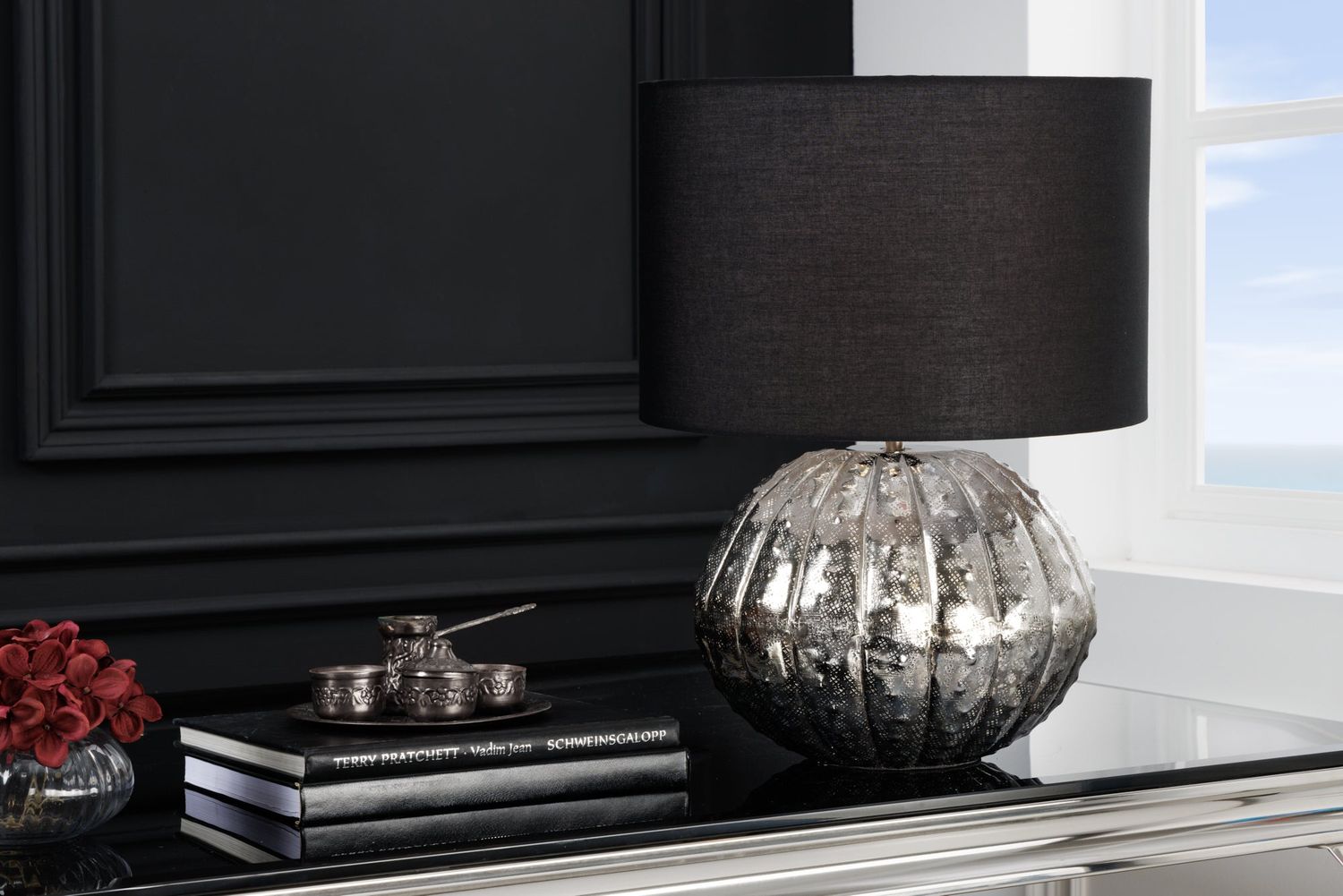 Structure de lampe de table ABSTRACT argentée sans abat-jour - 42249