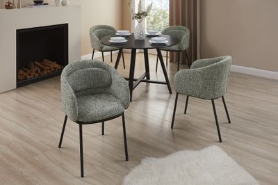 Chaise FLORENZ avec accoudoirs, revêtement en tissu texturé vert foncé et structure en métal noir - 47794