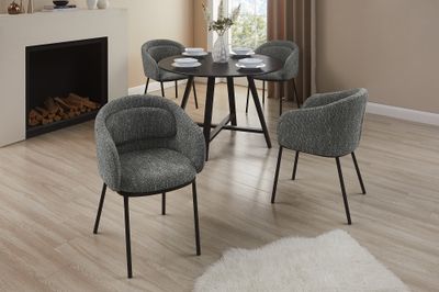 Chaise FLORENZ avec accoudoirs, revêtement en tissu texturé gris et structure en métal noir - 47791