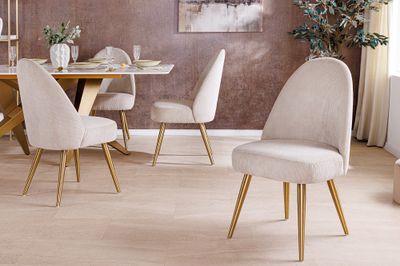 Chaise MIA CASA en corde beige, pieds en métal or champagne - 45926