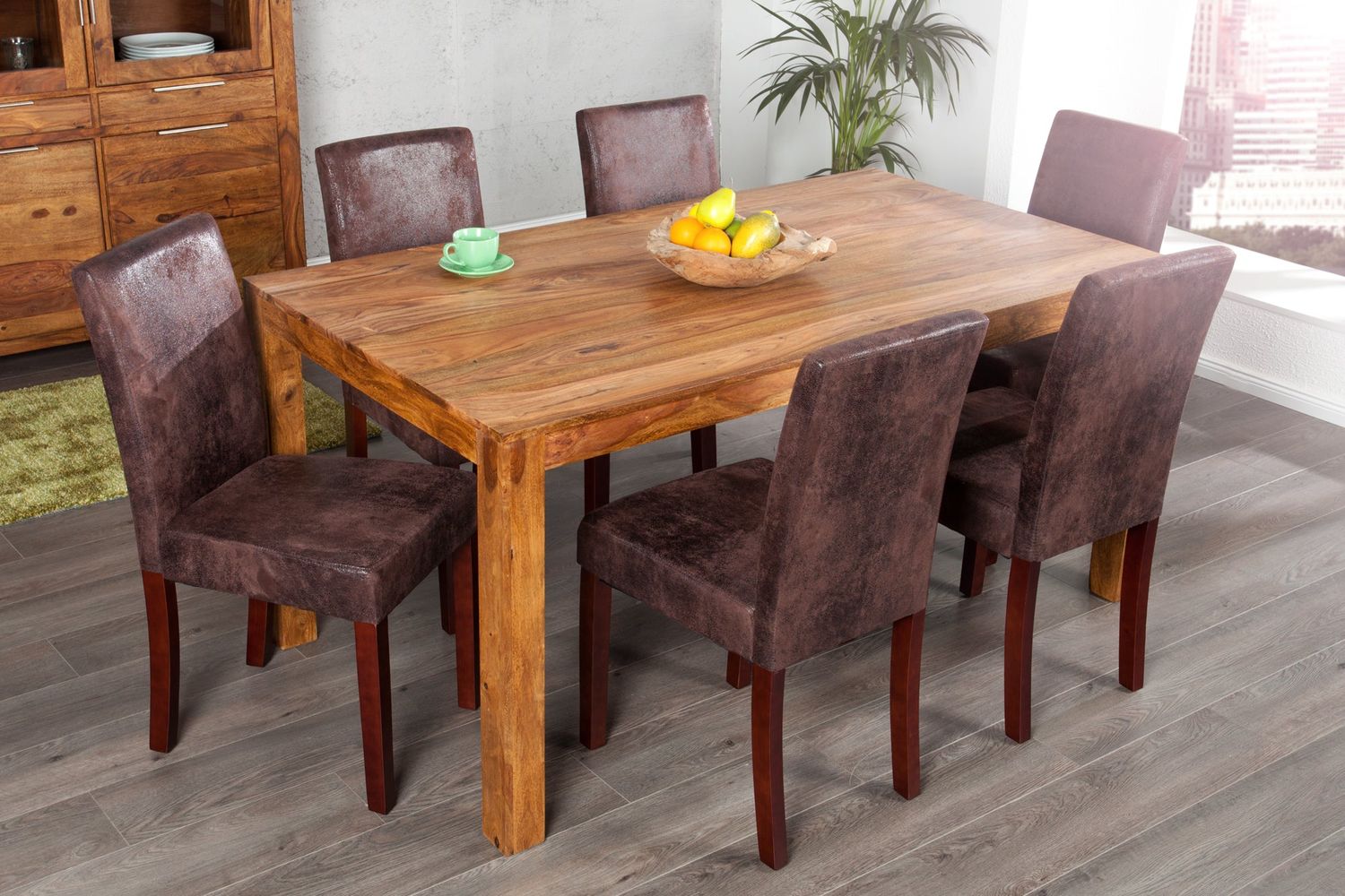 Chaise GENUA style vintage en microfibre café - 22207