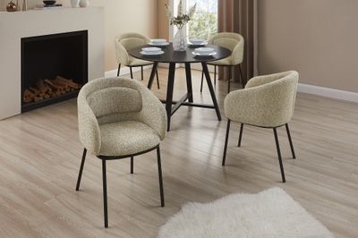 Chaise FLORENZ avec accoudoirs, tissu texturé beige, marron et structure en métal noir - 47792