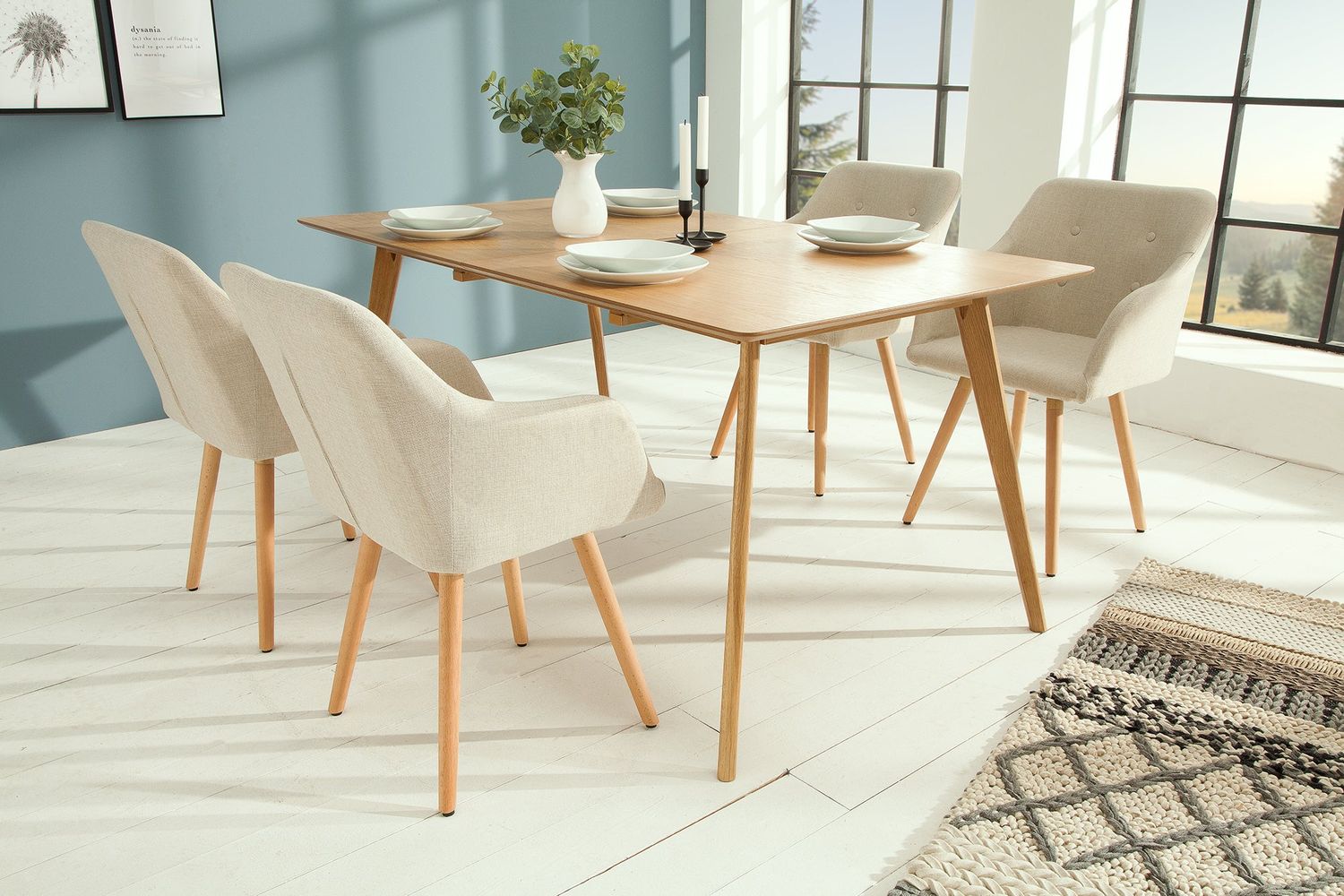 Chaise SCANDINAVIA avec accoudoirs, tissu structuré naturel - 36824