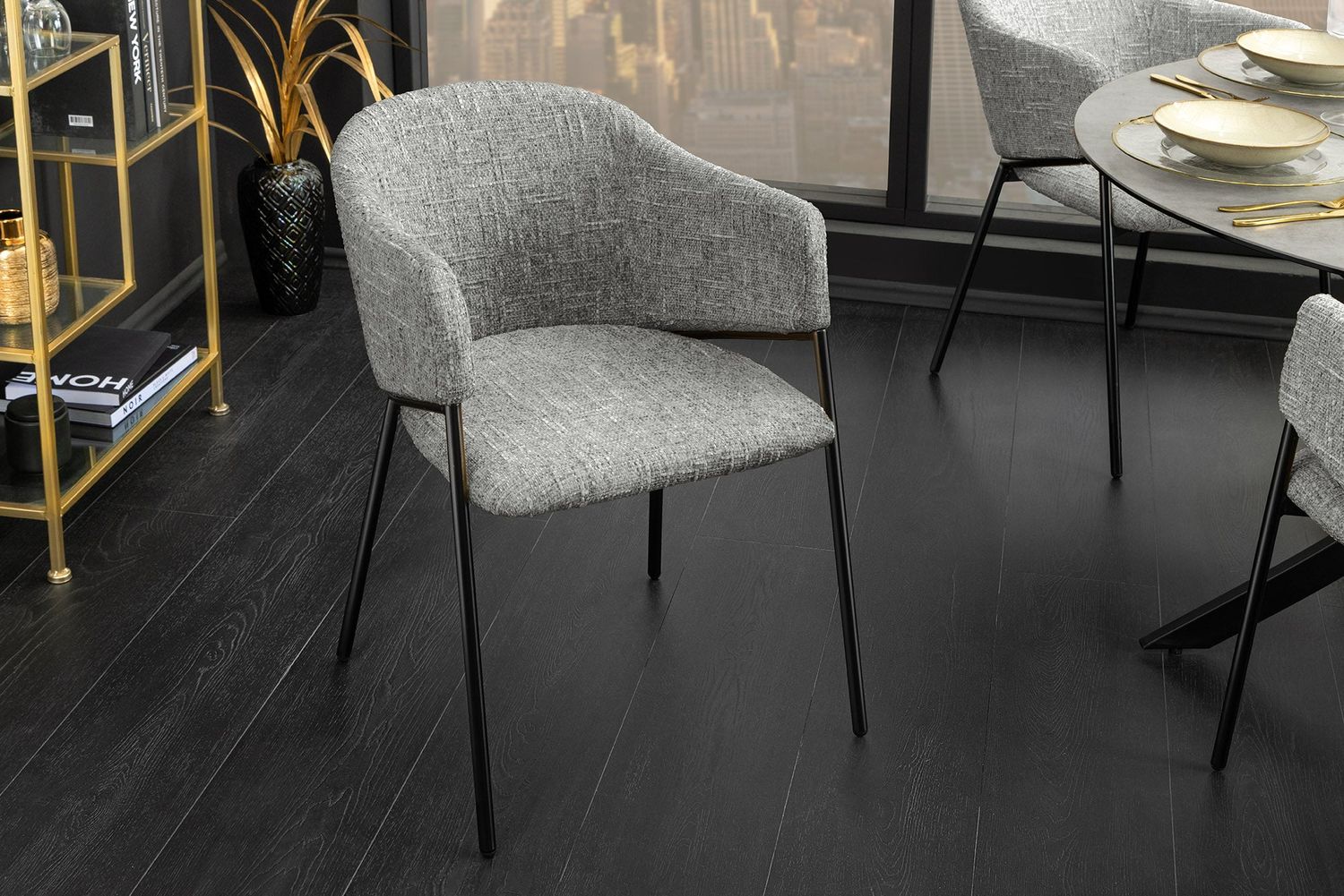 Chaise NOBLESSE avec accoudoirs, pieds gris et noirs - 47577