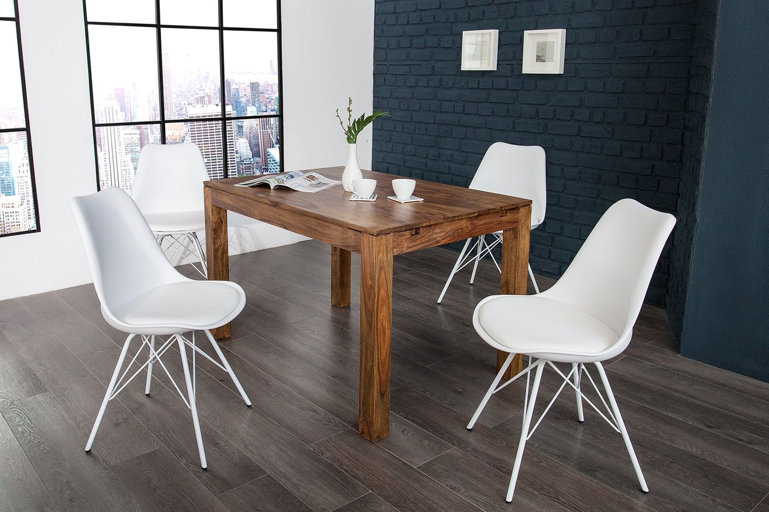 Chaise SCANDINAVIA MASTERPIECE style rétro blanche avec pieds blancs - 36205