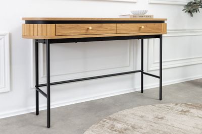 Console ATELIER 120 cm aspect chêne naturel avec structure en métal noir - 47456