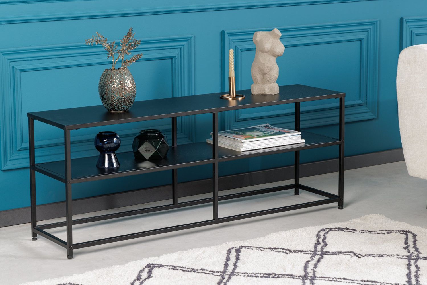 Console DURA STEEL 120 cm en métal noir thermolaqué - 41732