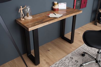 Console IRON CRAFT 115 cm, style industriel naturel couleur mangue - 38664