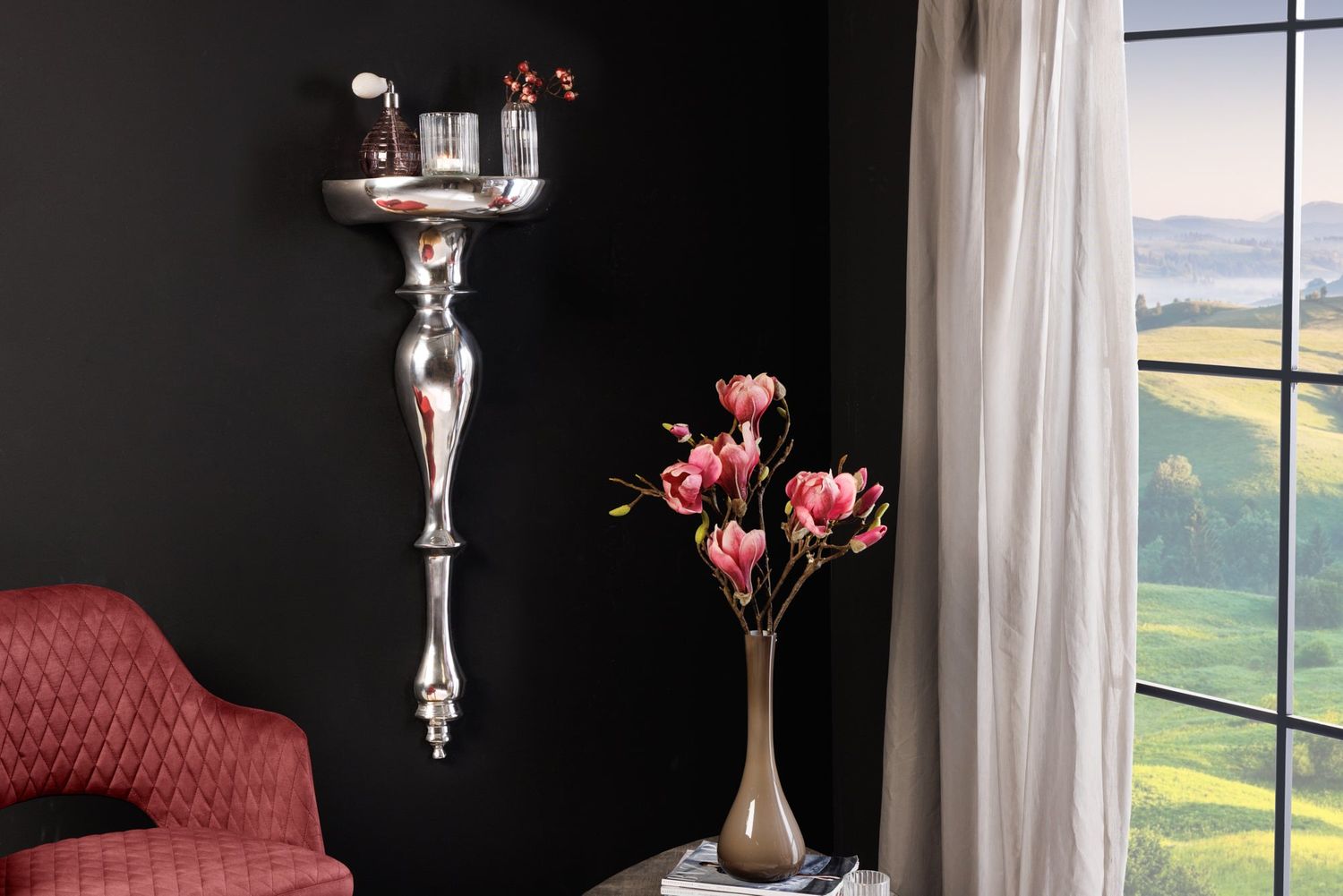 Console murale BAROCK SCALA 80cm argent - 35729