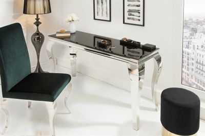 Console MODERN BAROCK 145 cm en verre opale trempé noir - 36545