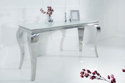 Console MODERN BAROCK 145 cm en verre trempé blanc - 6537905