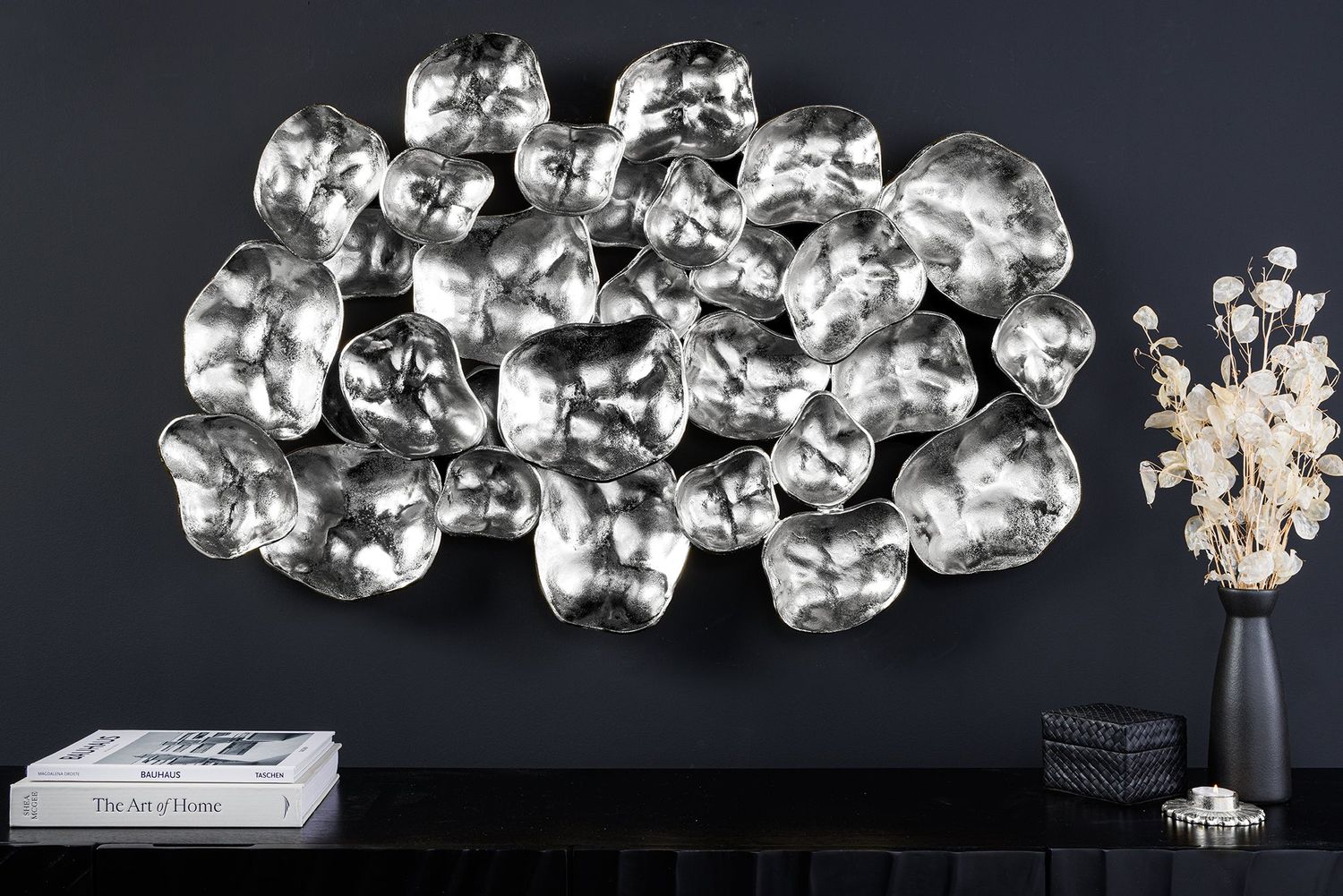 Décoration murale VARIATION 100cm argent fait main - 43822